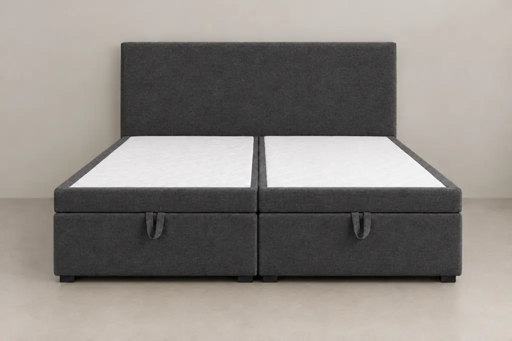 Boxspring 180 × 200 cm, tête de lit Lisse, tissu Anthracite