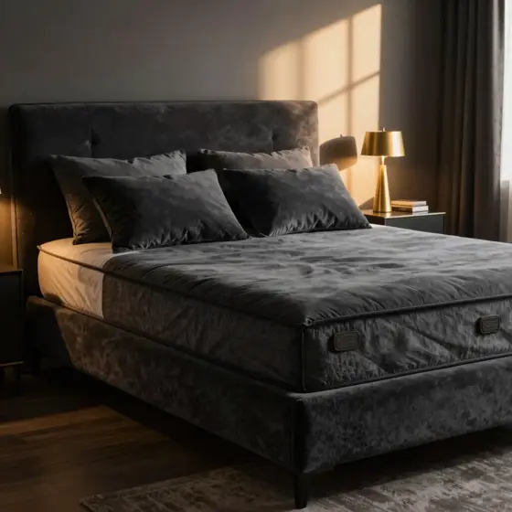 Boxspring en velours anthracite